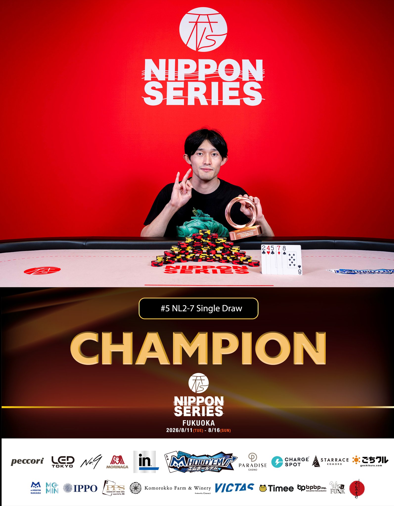 #5 NL2-7 Single Draw 優勝者 JONASUN 選手の記念写真